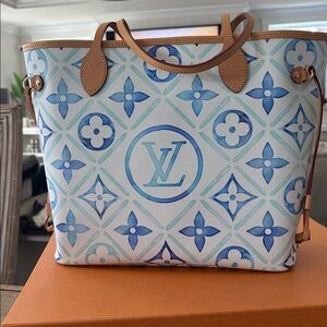 Louis Vuitton Blue & White Monogram Lagoon Canvas Tote